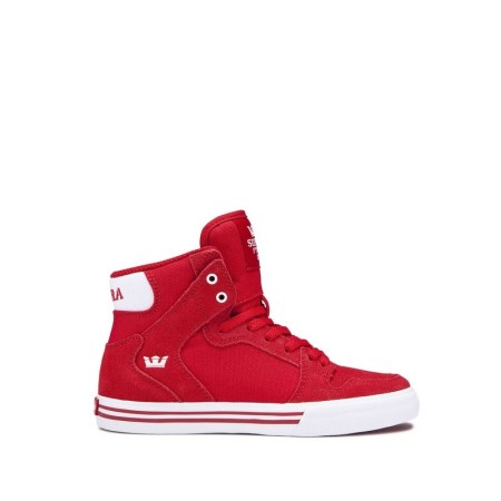 Supra Vaider Kids High Tops Shoes Red UK 20APJ